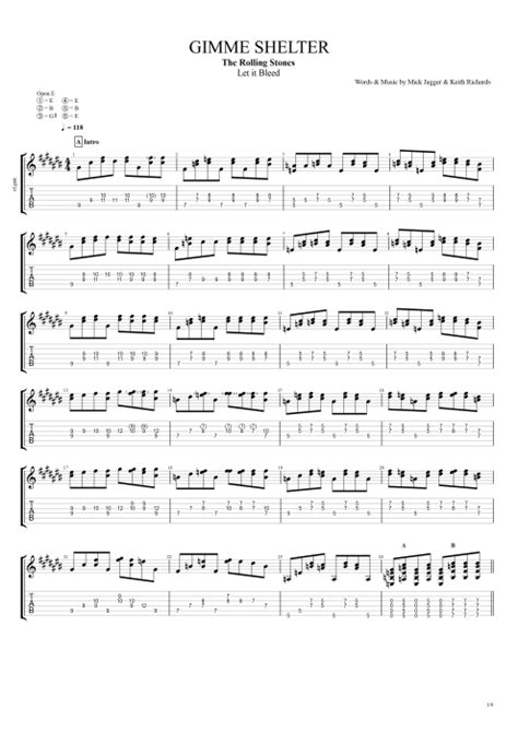 Gimme Shelter by The Rolling Stones - Full Score Guitar Pro Tab | mySongBook.com