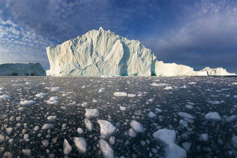 Iceberg at Sunset. Nature and Landscapes of Greenland. Disko Bay. West Greenland. Summer ...