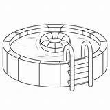 Swimming Pool Isolated On White Background Coloring Page For Kids  sketch template