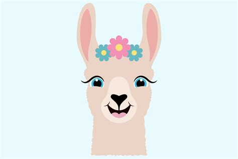 Cute Llama SVG Cut Files, Happy Farm Animal, Llama Face