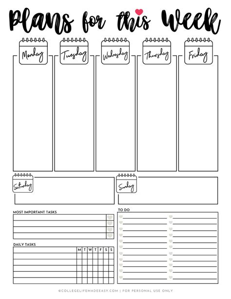 A Cute Printable Weekly Planner to Help You Tackle Life | Study planner printable, Weekly ...