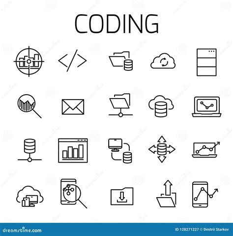 Coding Related Vector Icon Set. Stock Vector - Illustration of application, digital: 128271227