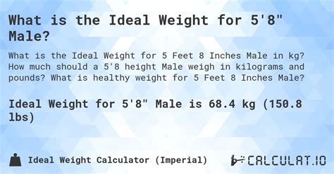 What is the Ideal Weight for 5'8" Male? - Calculatio