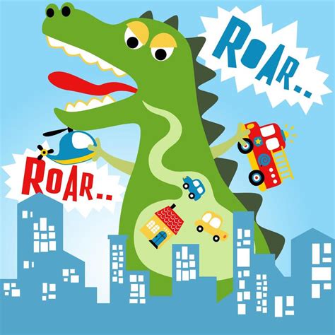 Giant monster attack city, vector cartoon illustration 19494149 Vector Art at Vecteezy