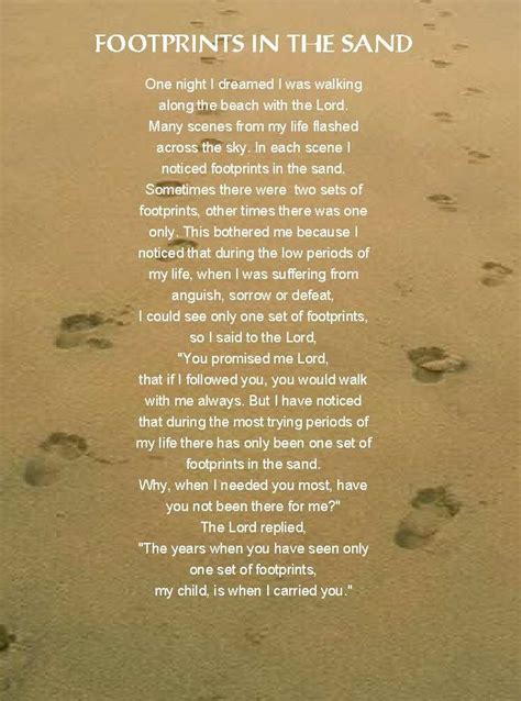 "God, Where are you? Mary Pleaded".... | Footprints in the sand poem ...