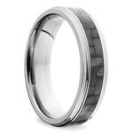 Step Edge Carbon Fiber Inlay Men's Wedding Ring in Titanium (6mm)