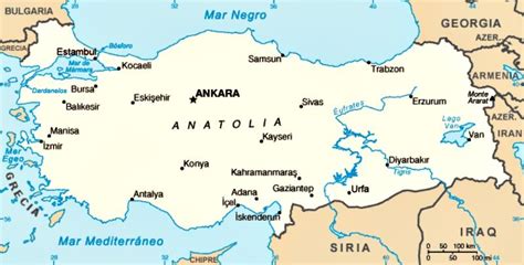 Map of the Middle East with Major Cities and Towns