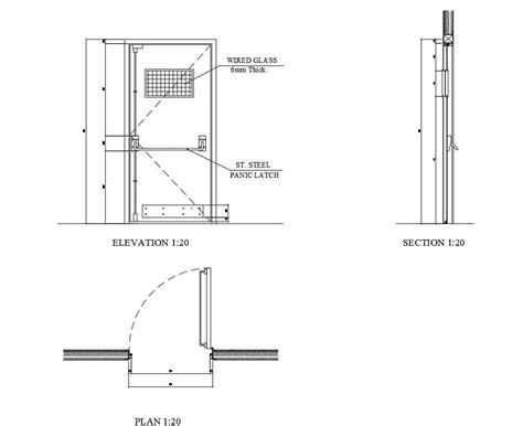 Steel door details in plan and elevation in AutoCAD, dwg file. | Steel ...