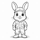 Download Educational Coloring Page With Bunny In Overalls  sketch template