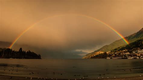 4K, water, nature, New Zealand, Queenstown, sky, 4K, rainbows, mountains, landscape, HD ...