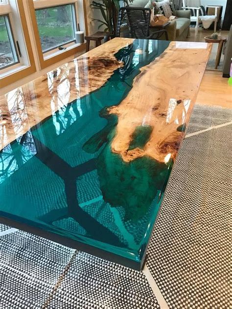 Turquoise Resin River Dining Table - Etsy | Epoxy table top, Blue dining tables, Resin table