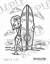 Surfer Girl Coloring Page Instant Digital Download  Etsy sketch template