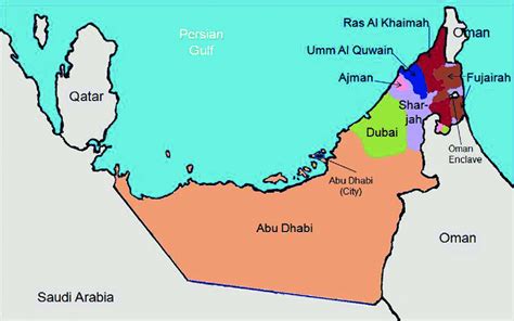 Map of United Arab Emirates showing the four participating emirates in ...