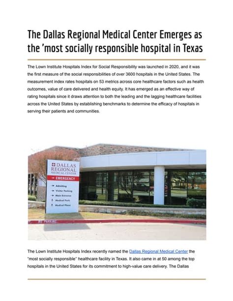 The Dallas Regional Medical Center Emerges as the 'most socially ...