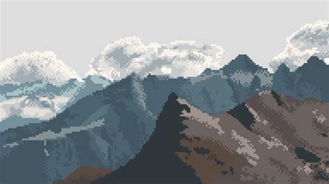 Started pixel art recently but I really like mountains : r/PixelArt