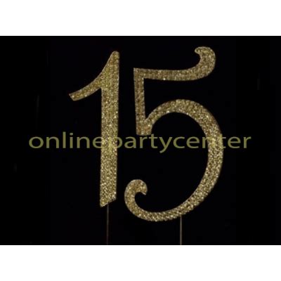 Gold Rhinestone Number 15 Cake Topper | Gold rhinestone, Cake toppers ...