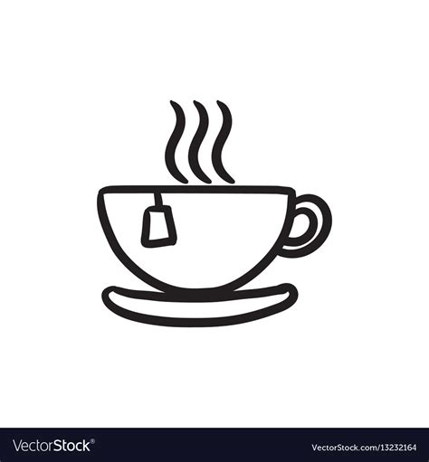 Hot tea in cup sketch icon Royalty Free Vector Image