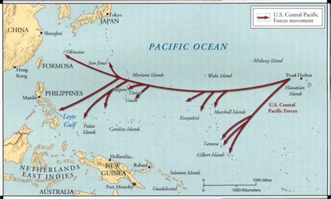 Map showing the path that US soldiers took while 'island hopping ...