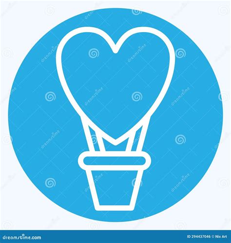 Icon Hot Air Balloon. Related To Valentine Day Symbol. Blue Eyes Style. Simple Design Editable ...