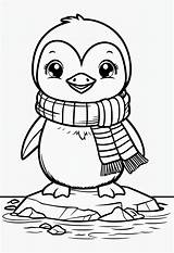 Cute Baby Penguin Cartoon Coloring Book Page  Playground sketch template