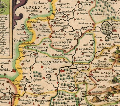 Old Map of Wiltshire in 1611 by John Speed - Salisbury, Stonehenge, Sw – The Unique Maps Co.