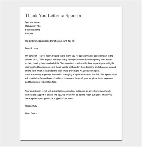 17+ Free Sponsor Thank You Letter Templates (with Examples) – Word | PDF