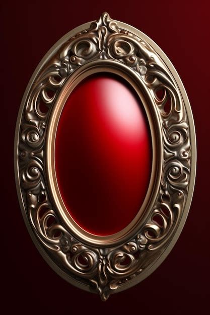 Premium AI Image | A red oval frame with a gold frame and the word love on it.