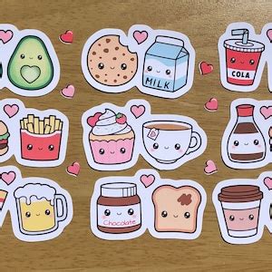 Cute Food Stickers Set of 9 Perfect for Planners, Bullet Journals, and Laptops High-quality ...