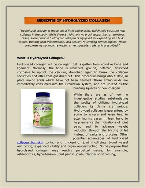 Benefits of hydrolyzed collagen