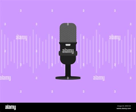 Black microphone on a purple background with sound waves. Flat vector illustration Stock Vector ...