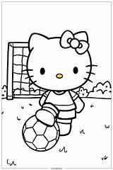 hello kitty In A Soccer Uniform Coloring Page Free PDF&ampPNG Printable sketch template