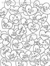 Candy Hearts Coloring Pages sketch template