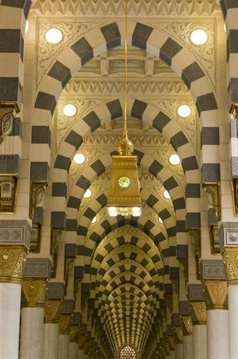 Interior of Masjid (mosque) Al Nabawi in Medina Editorial Stock Photo ...