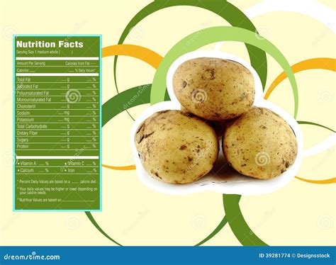 Potato Nutrition Facts Stock Vector - Image: 39281774