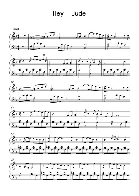 Hey Jude (arr. John Lennon) by The Beatles Sheet Music for Piano Solo at Sheet Music Direct