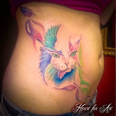Watercolour Cat, Butterfly and Bird Tattoo - Heart for Art - Tattoo ...