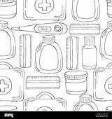 Seamless Pattern Coloring Cartoon medical Instruments In Hand Draw  sketch template