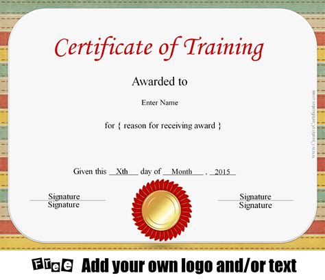 Free Printable Training Certificate Templates