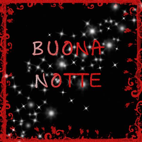 the words buona note written in red on a black background with stars and swirls