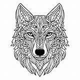 Coloring Page For Adults Geometric Illustration Of Wolf Mandala  sketch template
