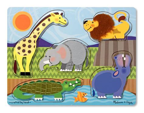 Melissa & Doug Wooden Touch & Feel Puzzles Farm AND Zoo Animals 2 Puzzles Total | eBay