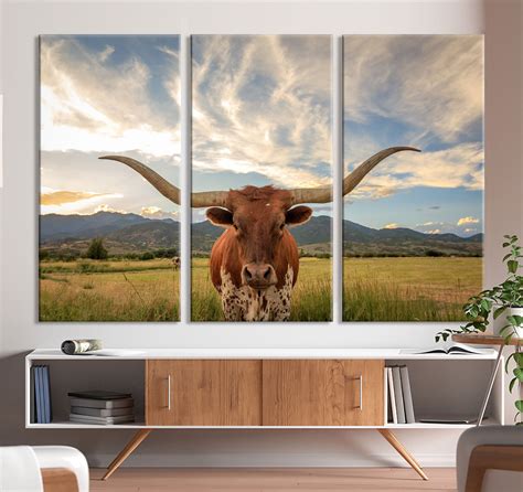 Texas Longhorn Canvas Print Wall Art. Animal Art Bull Long | Etsy