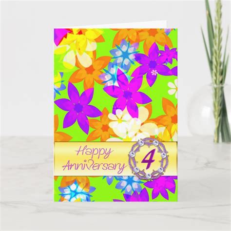 Fabulous flowers 4th anniversary for a couple card | Zazzle.com