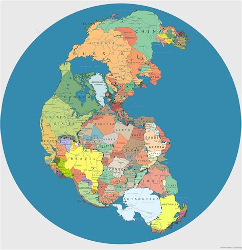 Incredible Map of Pangea With Modern-Day Borders