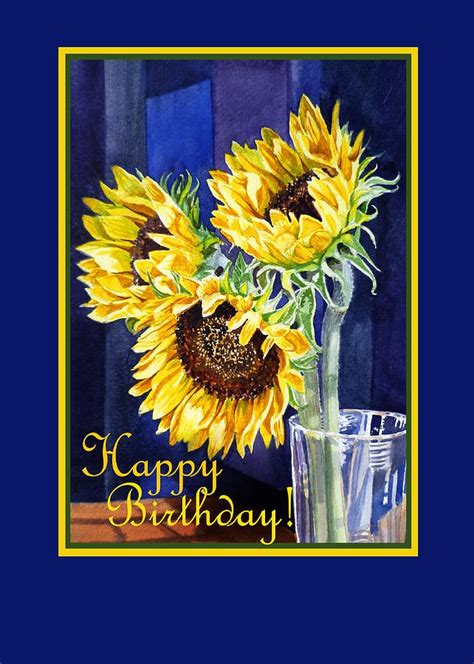 Happy Birthday Happy Sunflowers by Irina Sztukowski | Happy birthday ...