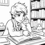 Taking An exam coloring Pages For Kids 27844583 Vector Art At Vecteezy sketch template