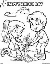 Arbor Day Tree Coloring Page sketch template