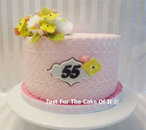 55th Wedding Anniversary cake - wafer paper lace design, wafer and ...