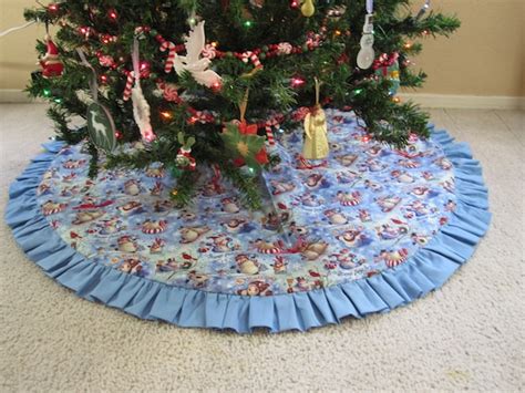 Items similar to 45" Blue Snowman Print Christmas Tree Skirt on Etsy