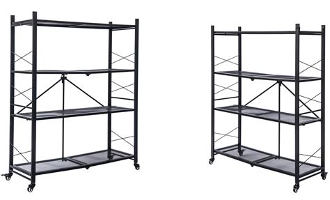 Grezone Foldable Shelves two of 4 Tier Heavy Duty Metal Storage Shelves ...